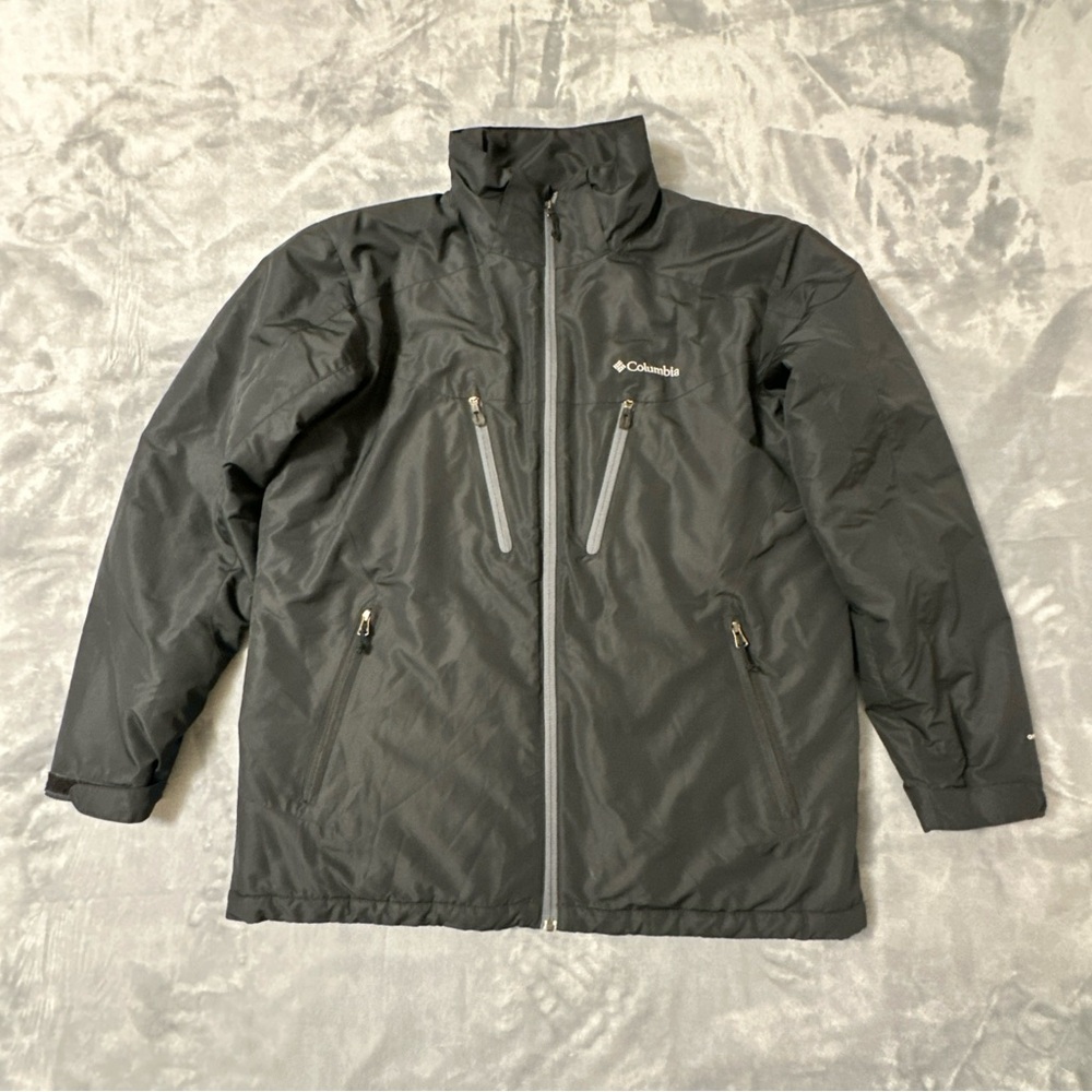 Columbia Men’s Large Winter Jacket Black Insulated Full Zip Polyester Coat